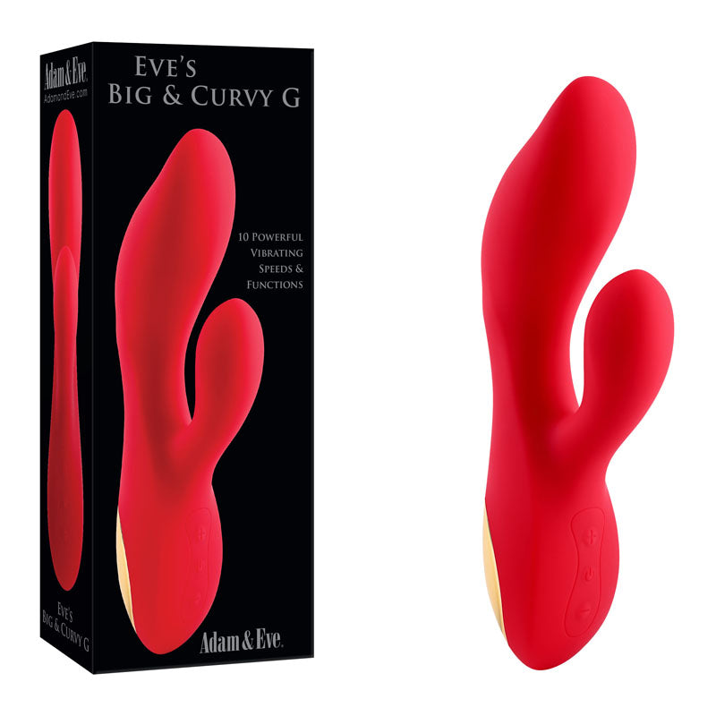 Adam & Eve Eve's Big And Curvy G Red 19.8 Cm Usb Rechargeable Rabbit Vibrator