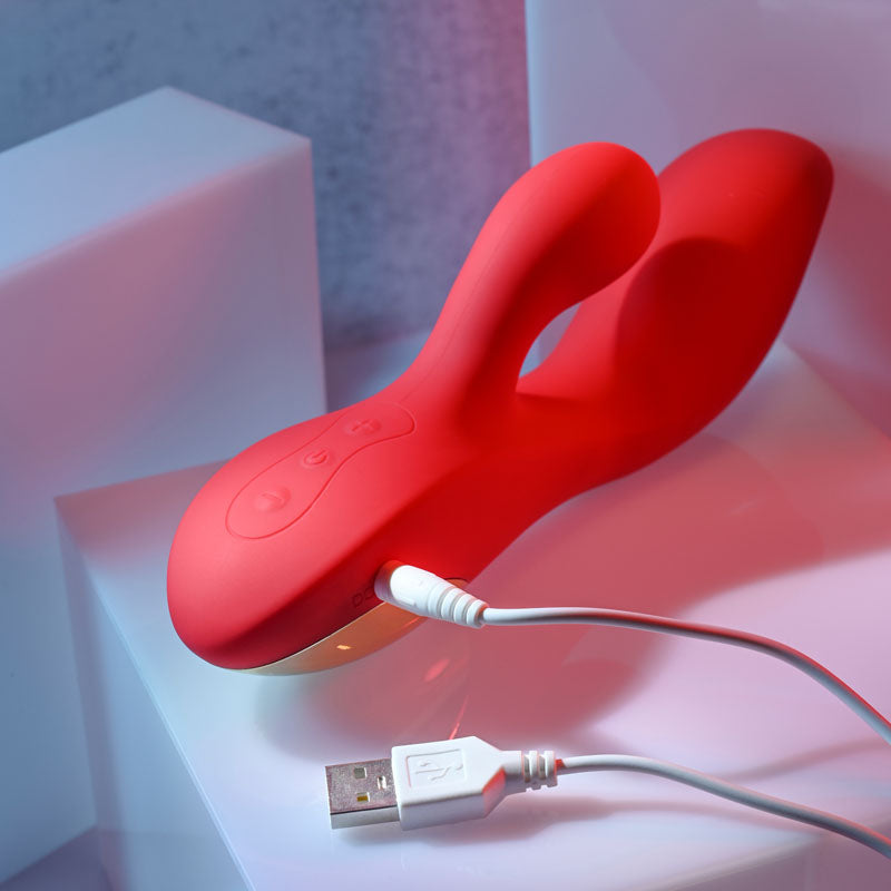 Adam & Eve Eve's Big And Curvy G Red 19.8 Cm Usb Rechargeable Rabbit Vibrator