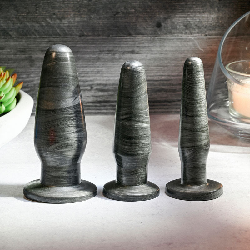 Adam & Eve Anal Rockets Trainer Set Black Butt Plugs Set Of 3 Sizes