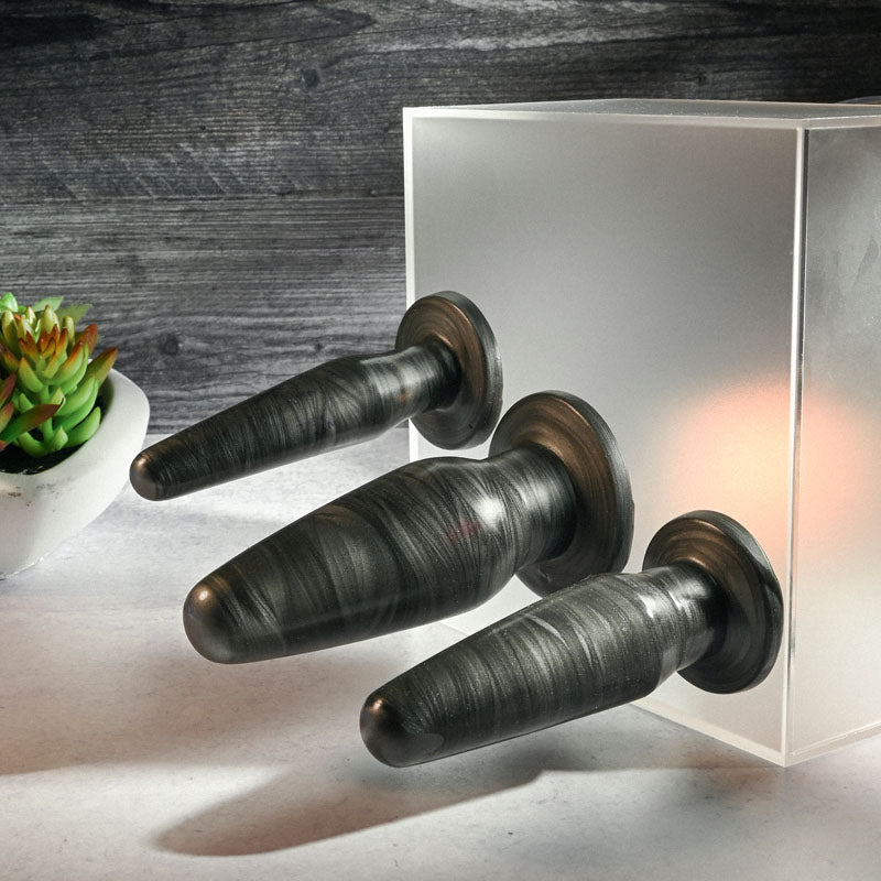 Adam & Eve Anal Rockets Trainer Set Black Butt Plugs Set Of 3 Sizes