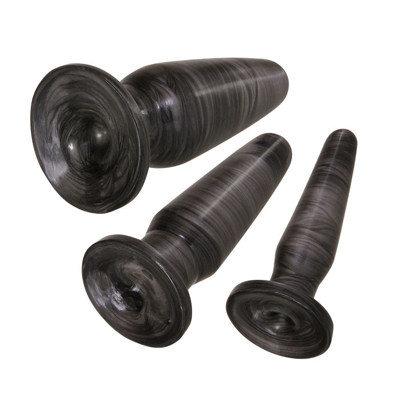 Adam & Eve Anal Rockets Trainer Set Black Butt Plugs Set Of 3 Sizes