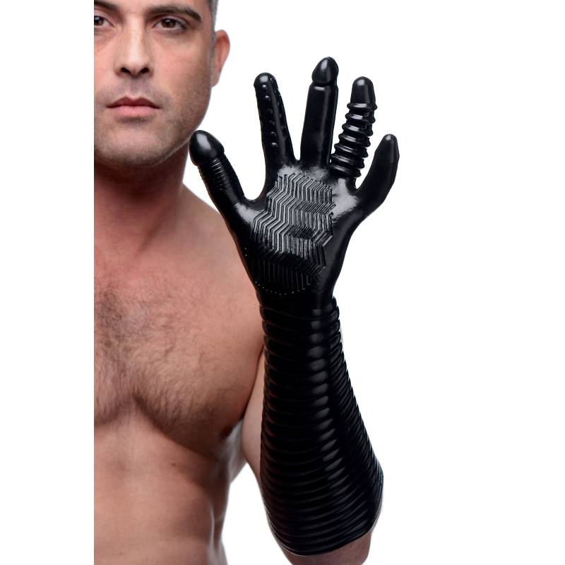 Master Series Pleasure Fister Black Textured Fisting Glove