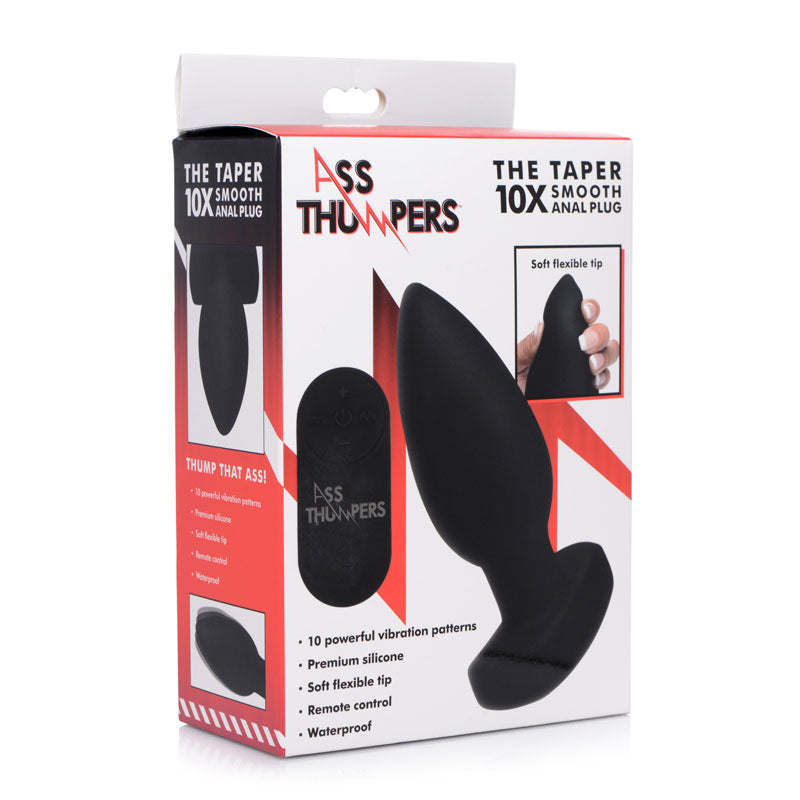 Ass Thumpers The Taper Black 13 Cm Usb Rechargeable Vibrating Butt Plug With Wireless Remote