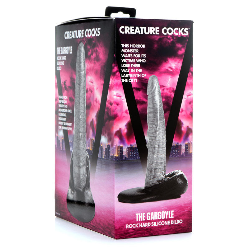 Creature Cocks The Gargoyle Rock Hard Silicone Dildo Silver 23.6 Cm Fantasy Dildo
