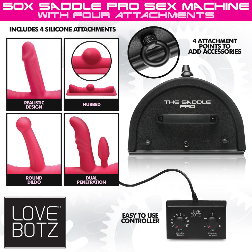 Love Botz 50 X Saddle Pro Sex Machine Mains Powered Machine With 4 Attachments