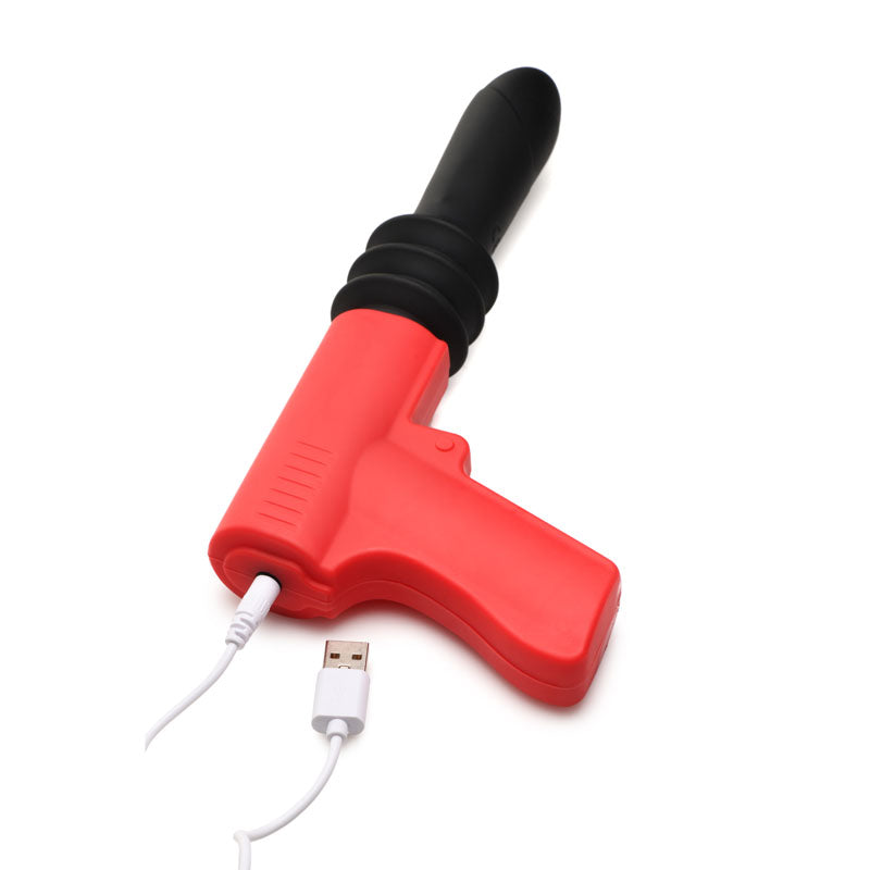 Master Series Pistol Pounder Thrusting Vibrator Black/Red Thrusting Vibrator With Gun Handle