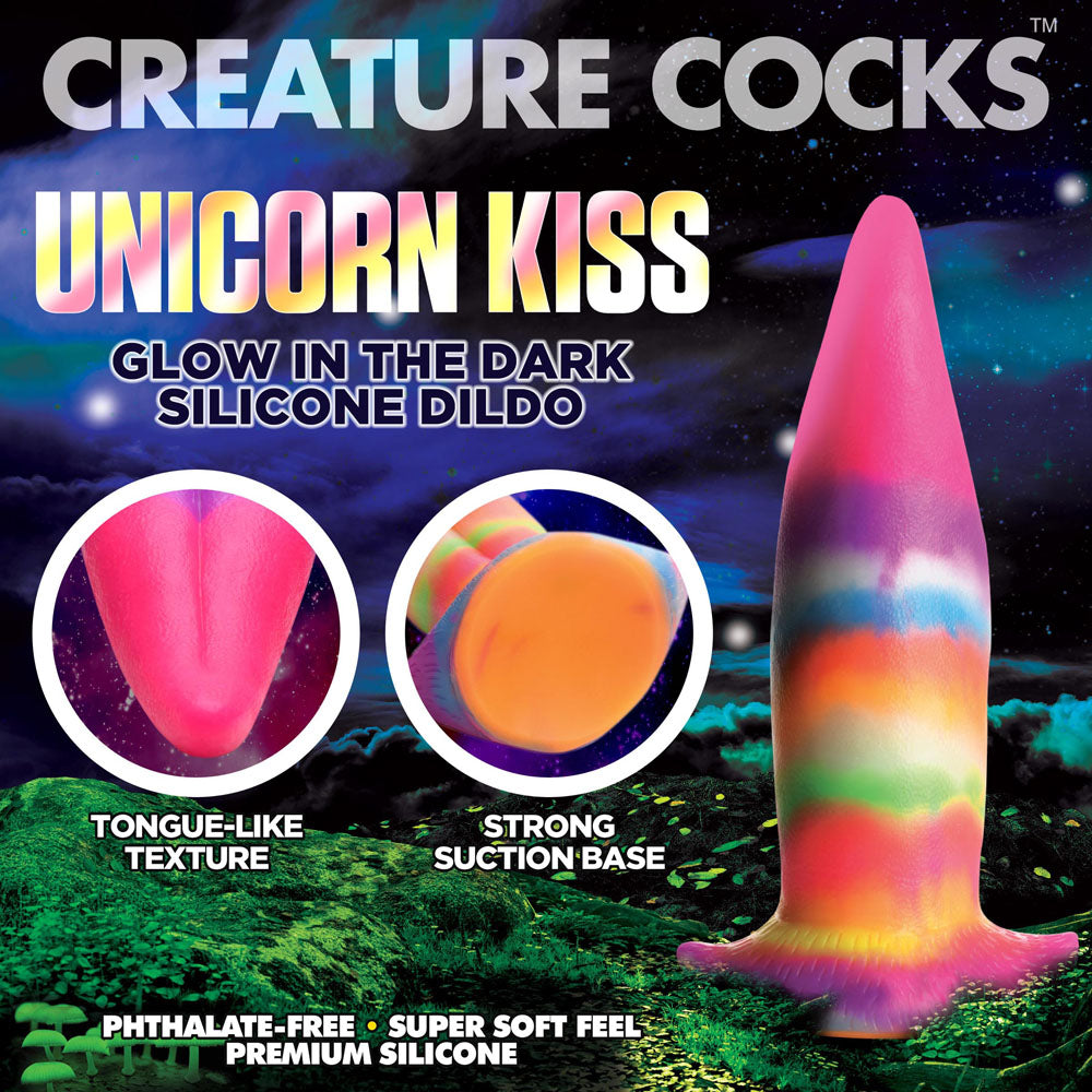 Creature Cocks Unicorn Kiss Silicone Dildo Coloured 21.4 Cm Fantasy Unicorn Tongue Dildo