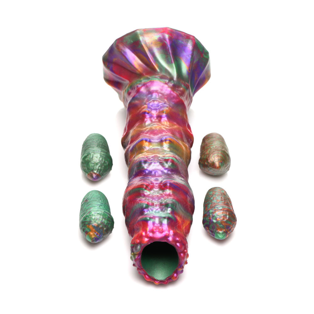 Creature Cocks Larva Silicone Dildo Coloured 22.9 Cm Fantasy Dildo With Eggs