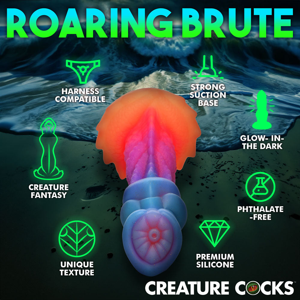 Creature Cocks Aqua Cock Glow In Dark Multi Coloured 19.3 Cm Fantasy Dildo