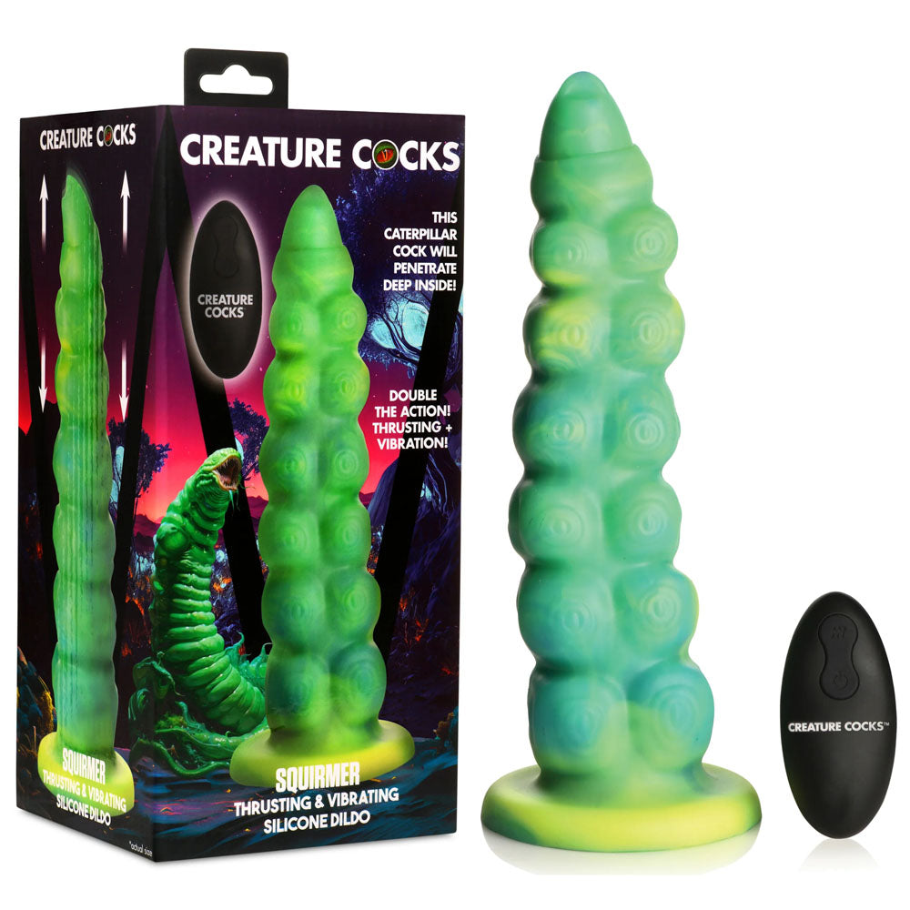 Creature Cocks Squirmer Green 22.3 Cm Usb Rechargeable Thrusting Fantasy Dildo