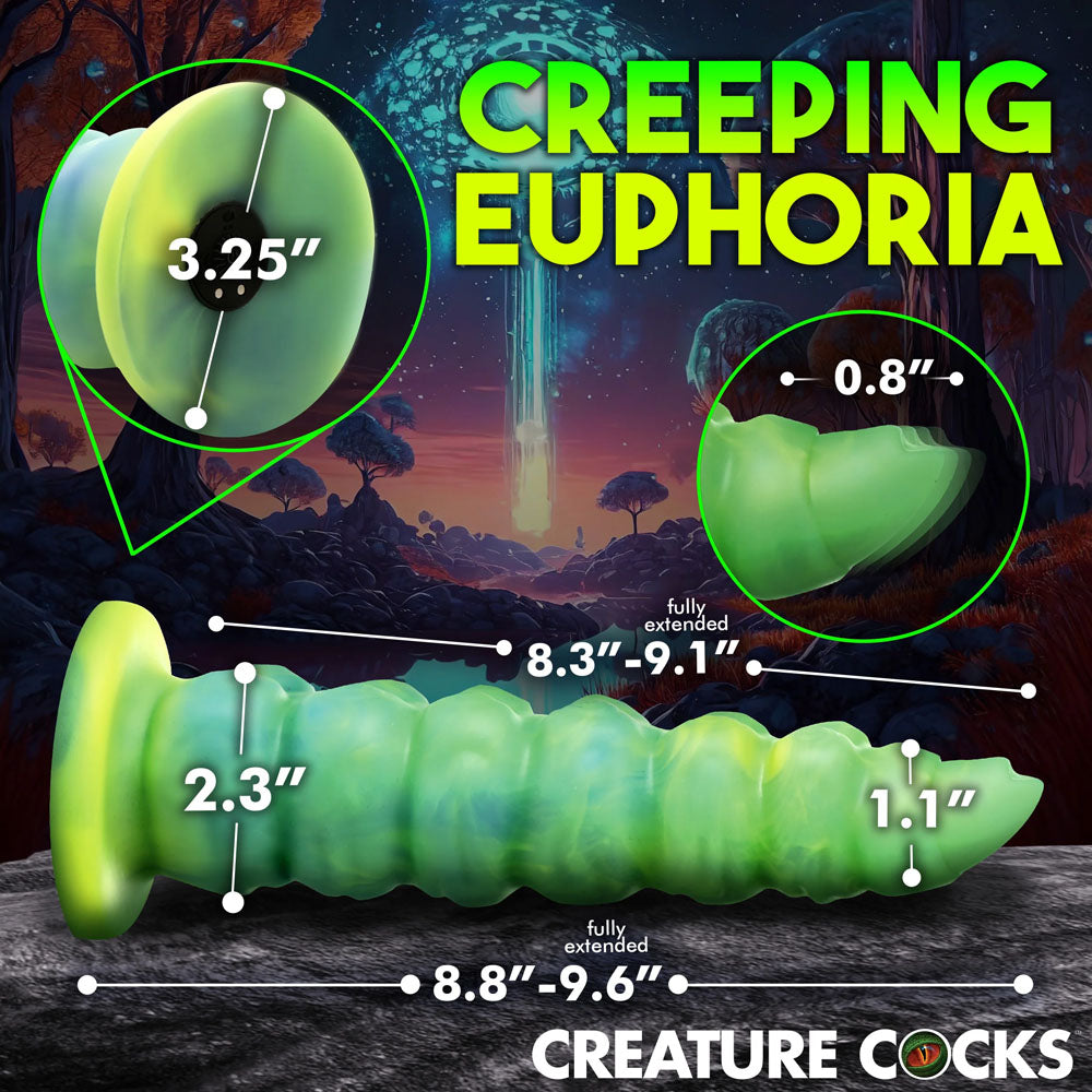Creature Cocks Squirmer Green 22.3 Cm Usb Rechargeable Thrusting Fantasy Dildo