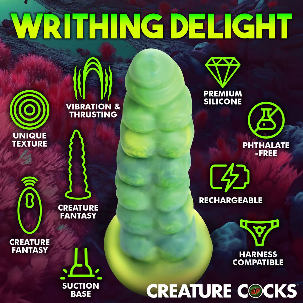 Creature Cocks Squirmer Green 22.3 Cm Usb Rechargeable Thrusting Fantasy Dildo