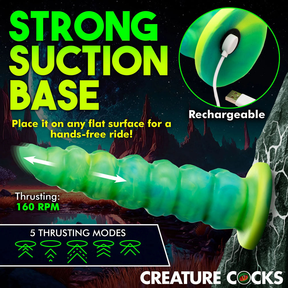 Creature Cocks Squirmer Green 22.3 Cm Usb Rechargeable Thrusting Fantasy Dildo