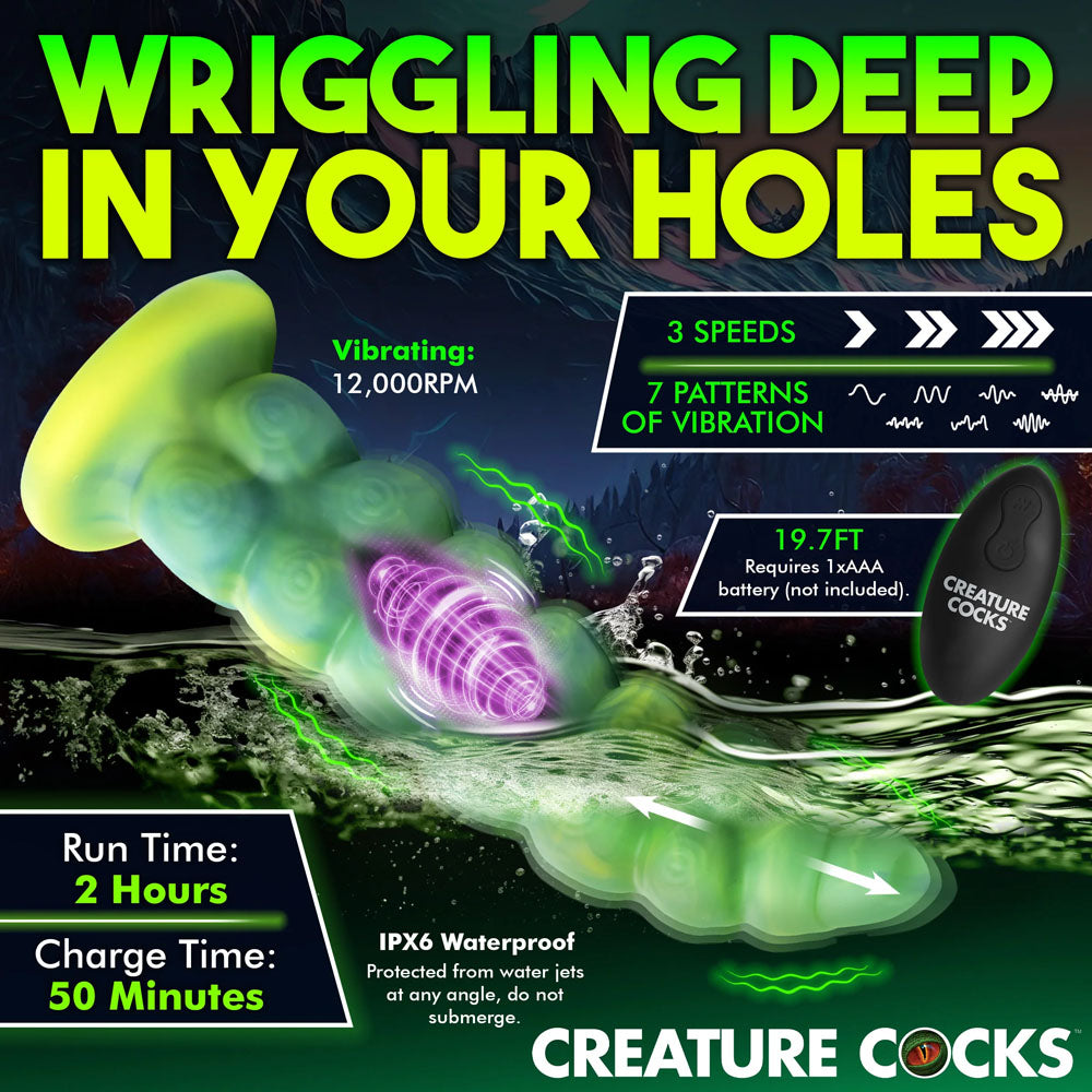 Creature Cocks Squirmer Green 22.3 Cm Usb Rechargeable Thrusting Fantasy Dildo