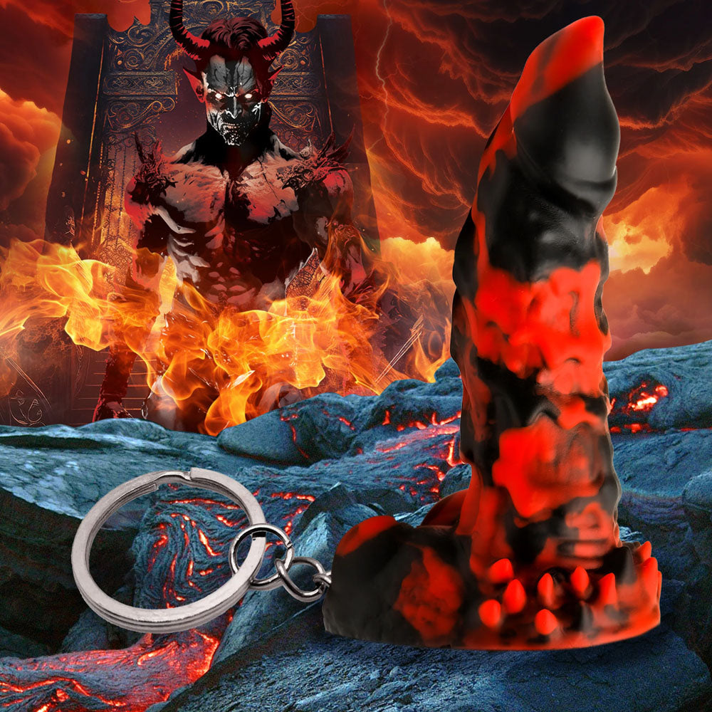 Creature Cocks Fire Demon Keychain Novelty Fantasy Dildo Keyring