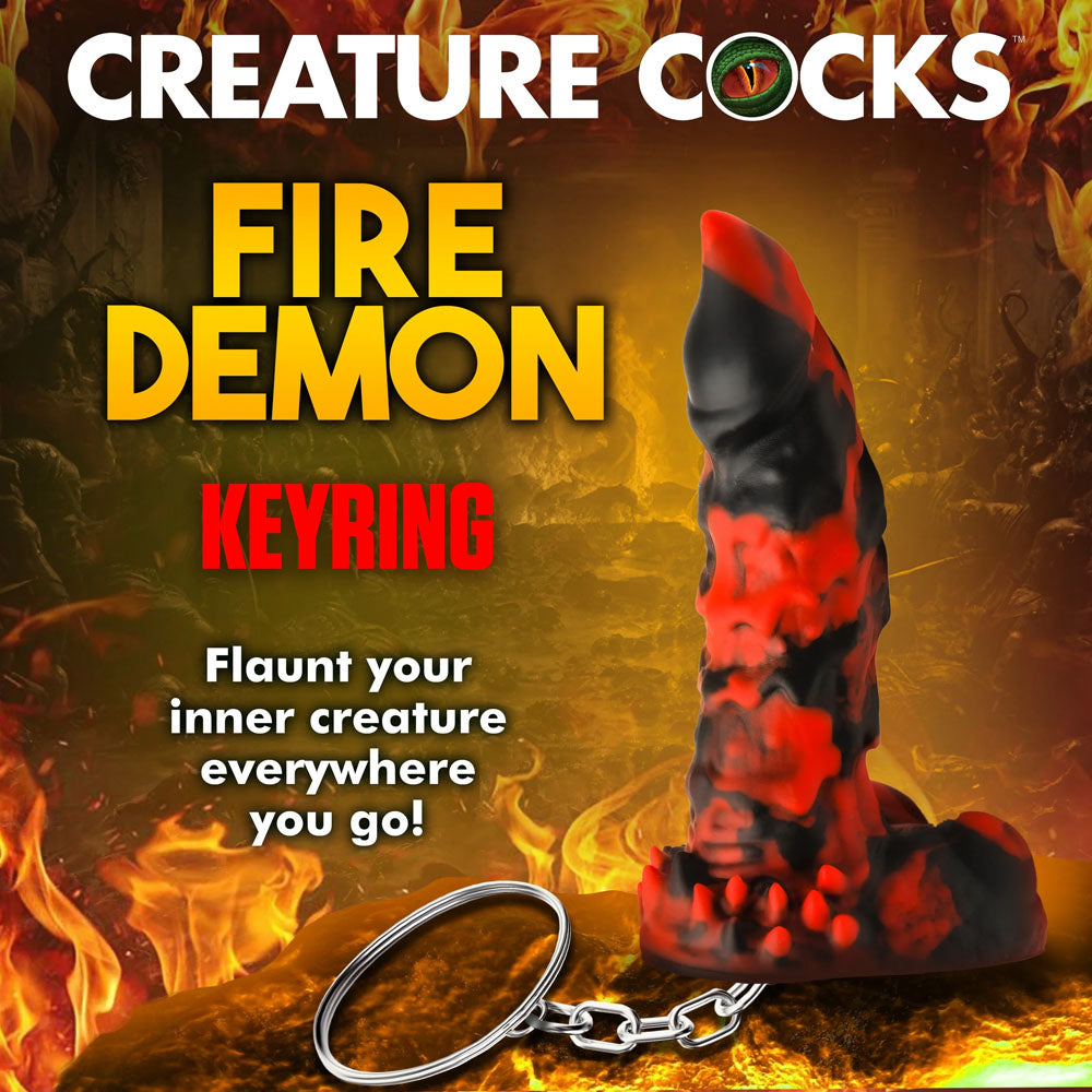 Creature Cocks Fire Demon Keychain Novelty Fantasy Dildo Keyring