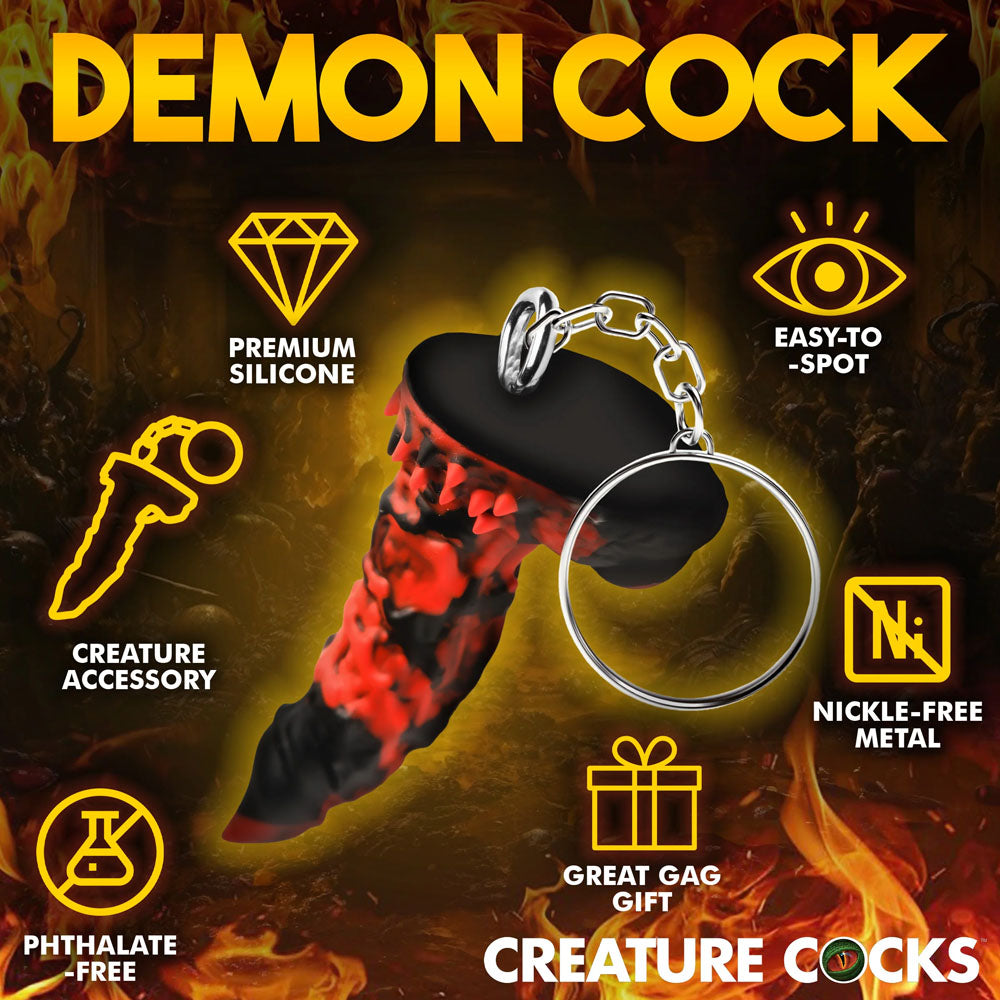 Creature Cocks Fire Demon Keychain Novelty Fantasy Dildo Keyring