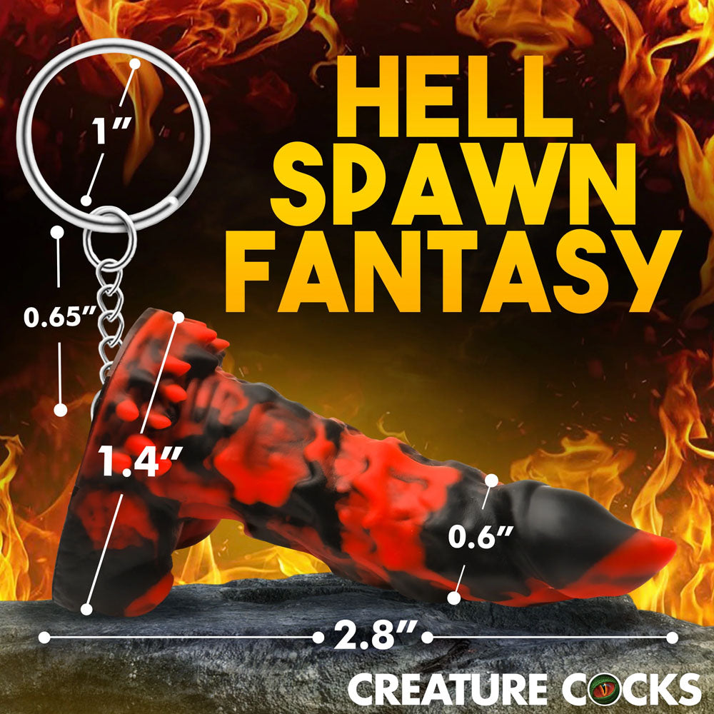 Creature Cocks Fire Demon Keychain Novelty Fantasy Dildo Keyring