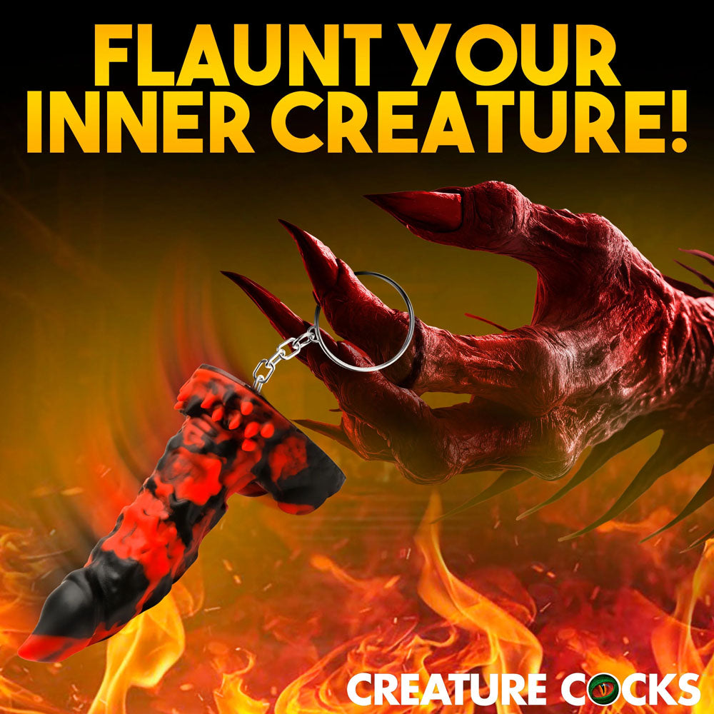 Creature Cocks Fire Demon Keychain Novelty Fantasy Dildo Keyring