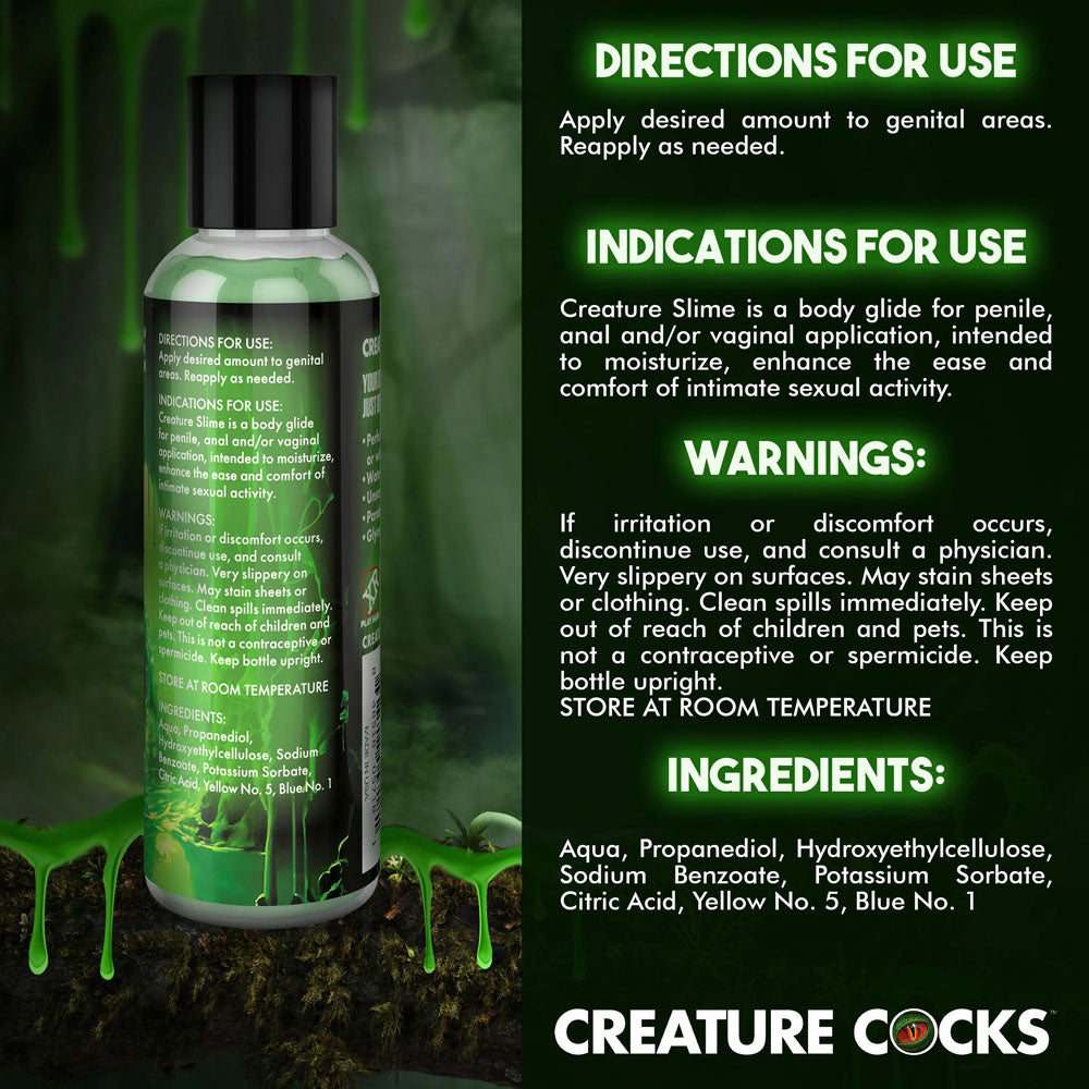 Creature Slime By Creature Cocks Green Slime Green Water Based Lubricant 118 Ml Bottle