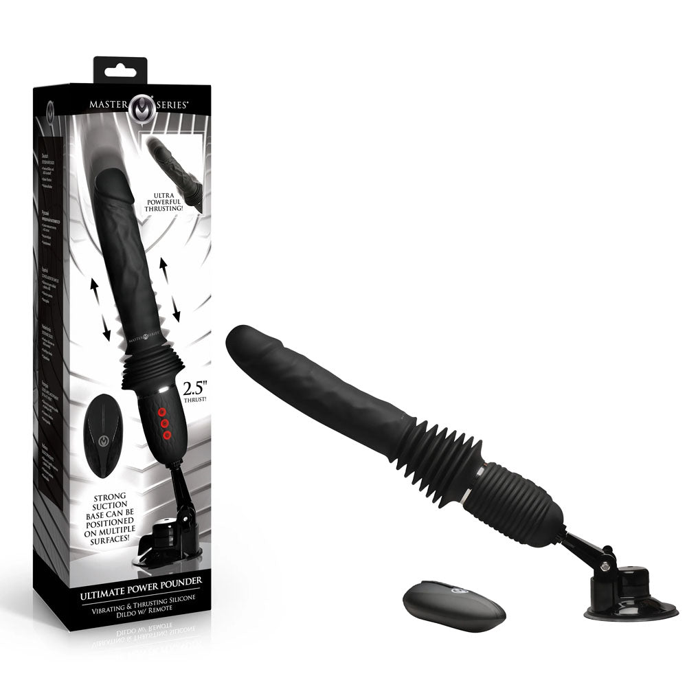 Master Series Ultimate Power Pounder Black 30 Cm Usb Rechargeable Thrusting Vibrator