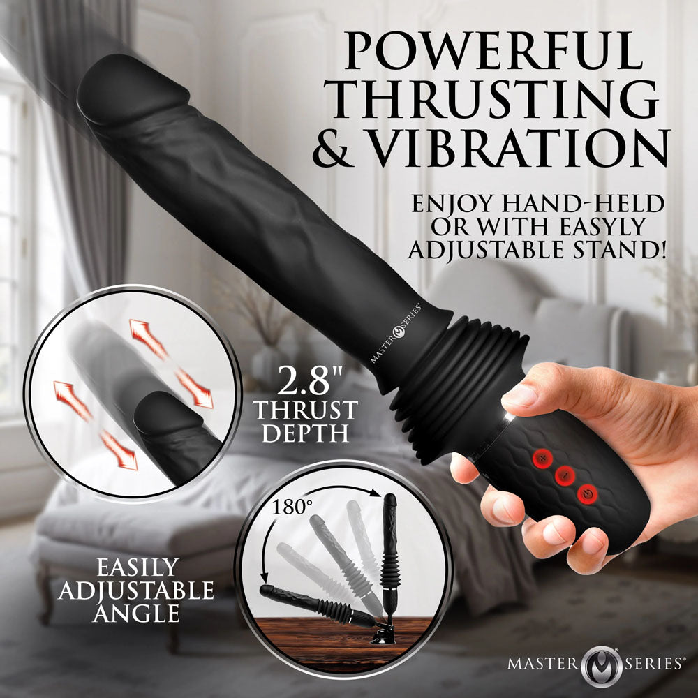 Master Series Ultimate Power Pounder Black 30 Cm Usb Rechargeable Thrusting Vibrator