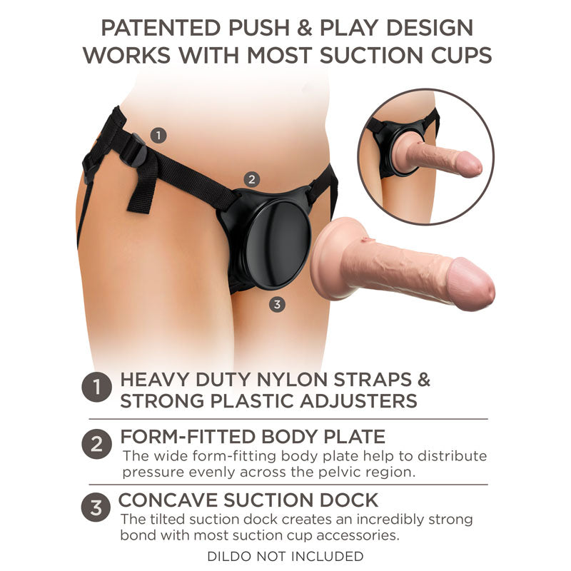 King Cock Elite Beginner's Body Dock Strap On Harness Black Adjustable Strap On Harness (No Probe Included)