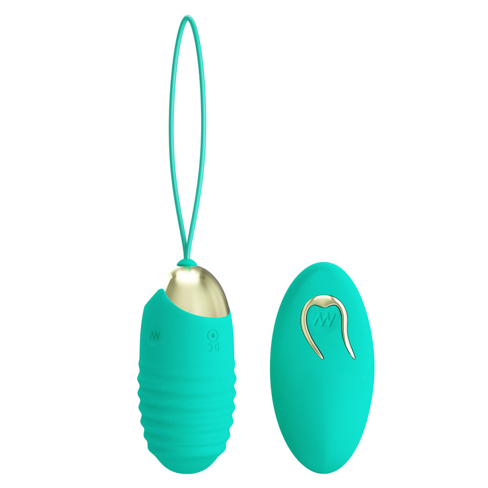 Party Up Ian Remote Egg Teal Teal Usb Rechargeable Vibrating Egg With Wireless Remote