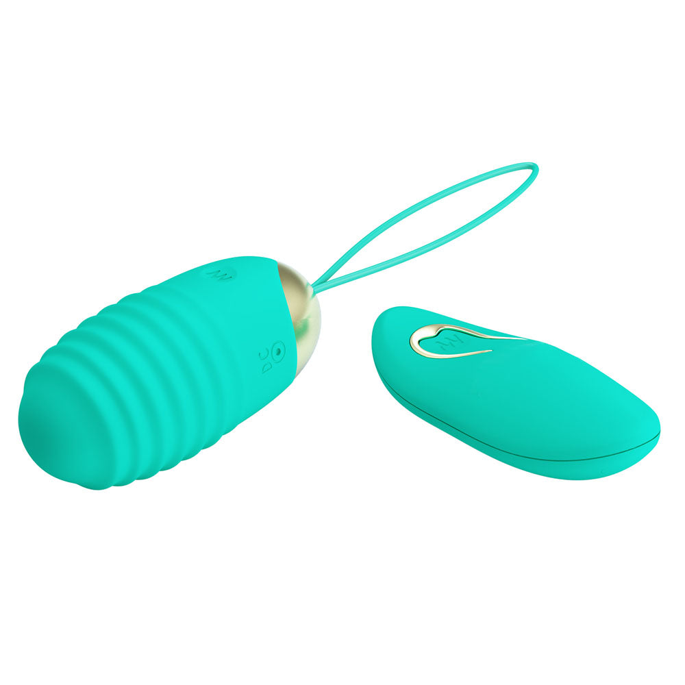 Party Up Ian Remote Egg Teal Teal Usb Rechargeable Vibrating Egg With Wireless Remote