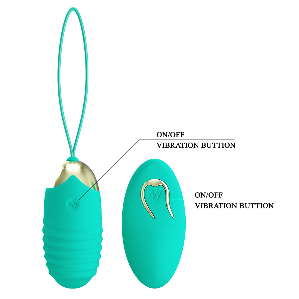 Party Up Ian Remote Egg Teal Teal Usb Rechargeable Vibrating Egg With Wireless Remote