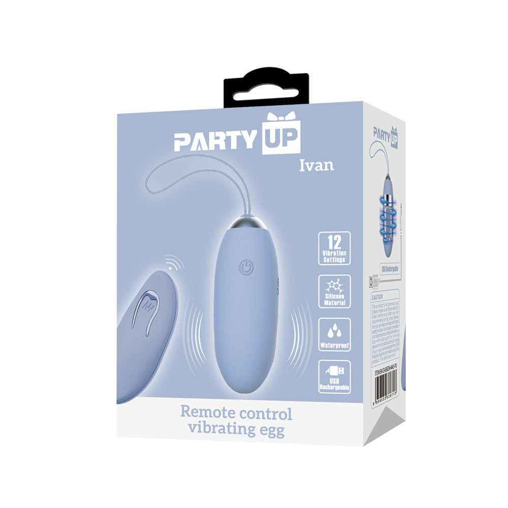 Party Up Ivan Remote Egg Purple Purple Usb Rechargeable Vibrating Egg With Wireless Remote
