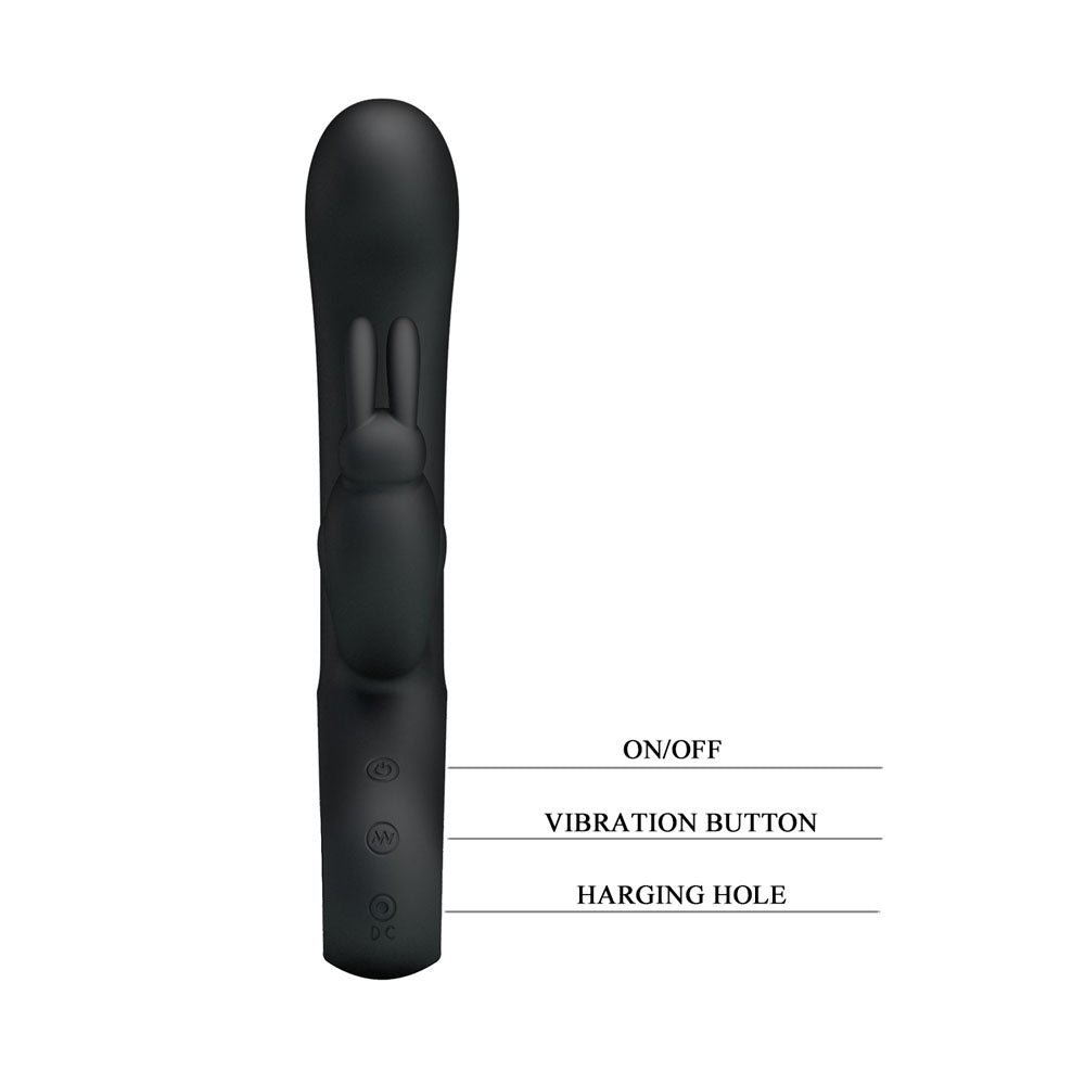 Party Up Colin Rabbit Vibe Black Black 21 Cm Usb Rechargeable Rabbit Vibrator