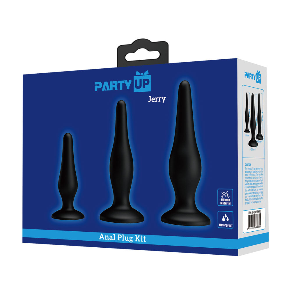 Party Up Jerry Butt Plug Set Black Butt Plugs Set Of 3 Sizes