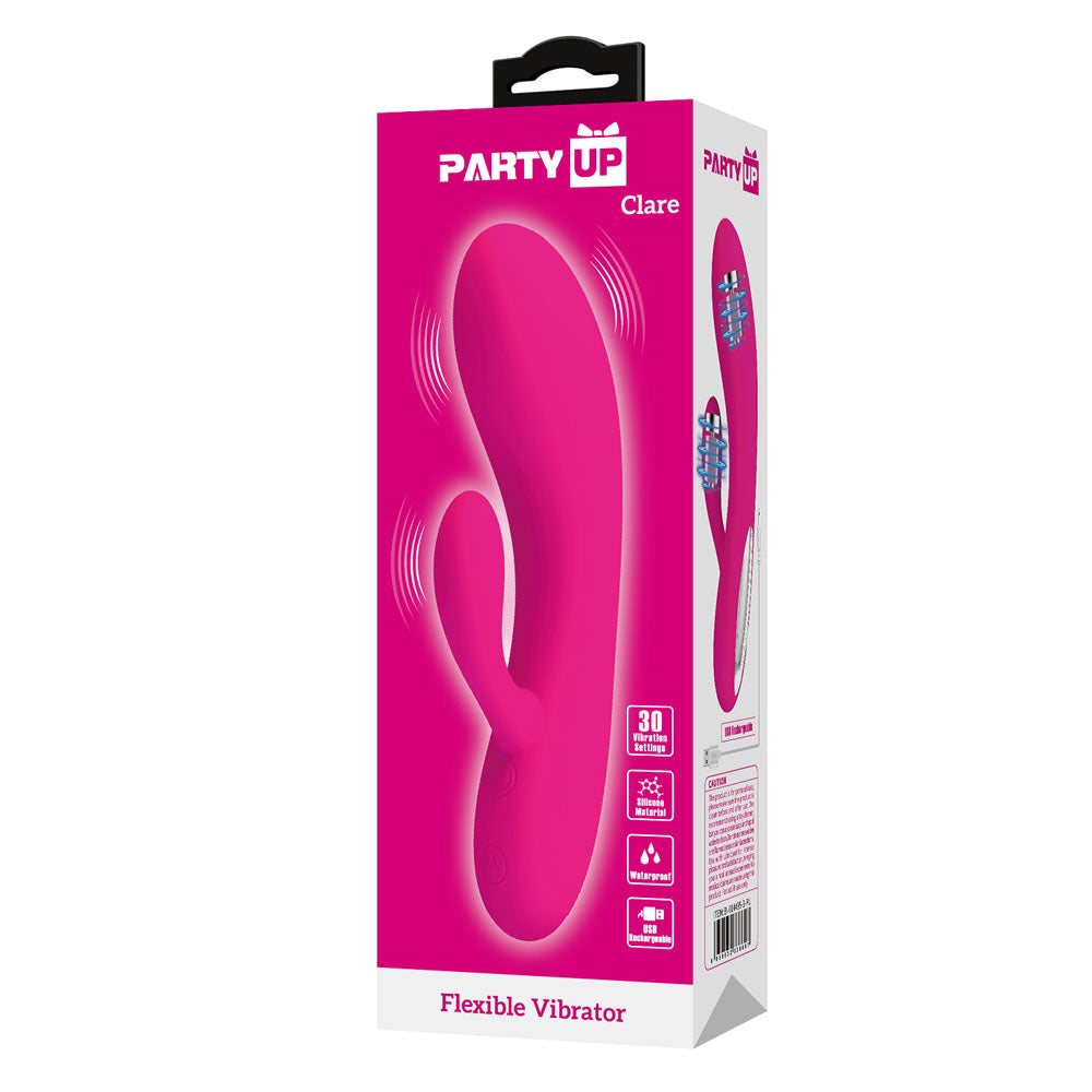 Party Up Clare Flexible Vibe Pink Pink 16.9 Cm Usb Rechargeable Rabbit Vibrator