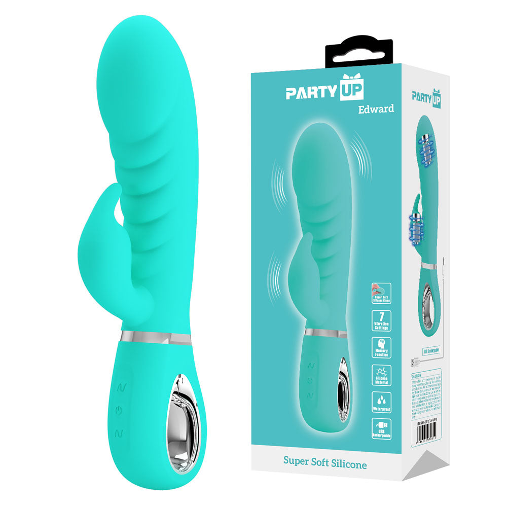 Party Up Edward Rabbit Vibe Teal Teal 20 Cm Usb Rechargeable Rabbit Vibrator