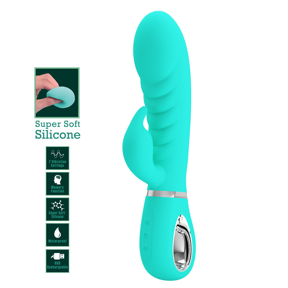 Party Up Edward Rabbit Vibe Teal Teal 20 Cm Usb Rechargeable Rabbit Vibrator