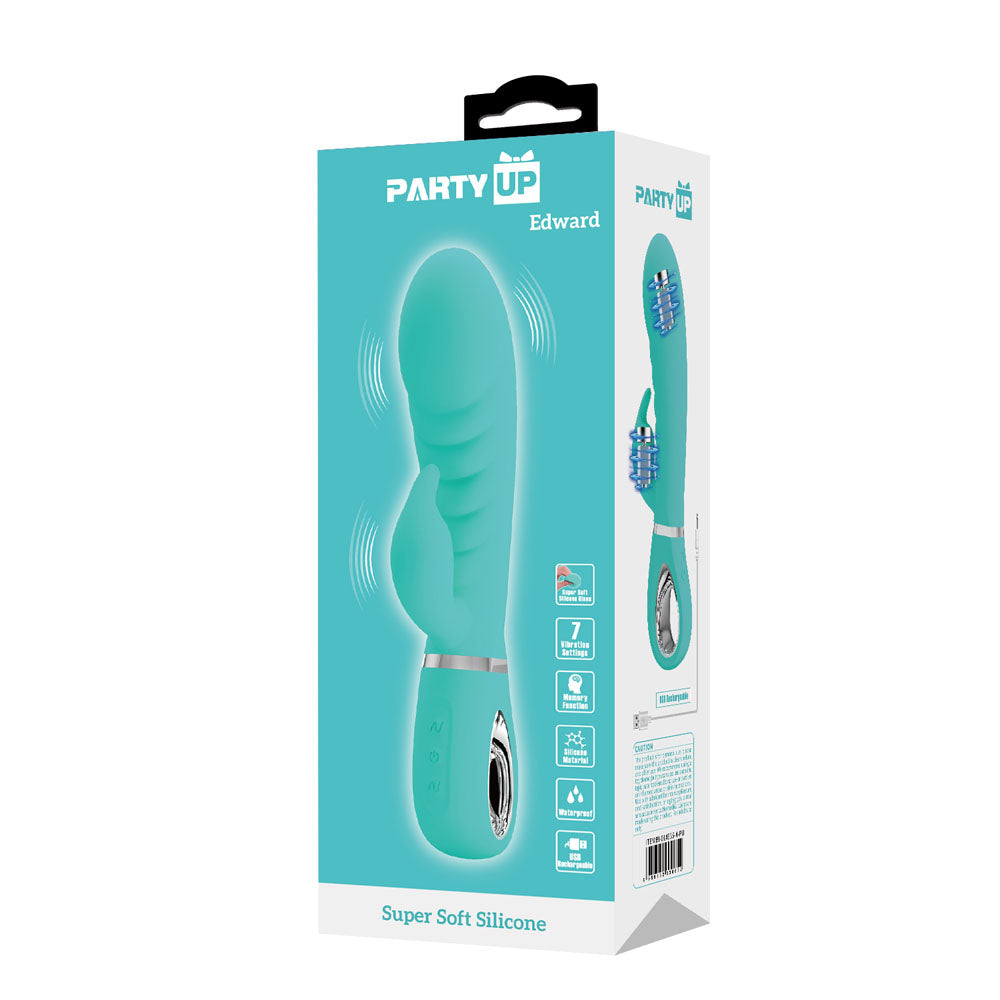 Party Up Edward Rabbit Vibe Teal Teal 20 Cm Usb Rechargeable Rabbit Vibrator