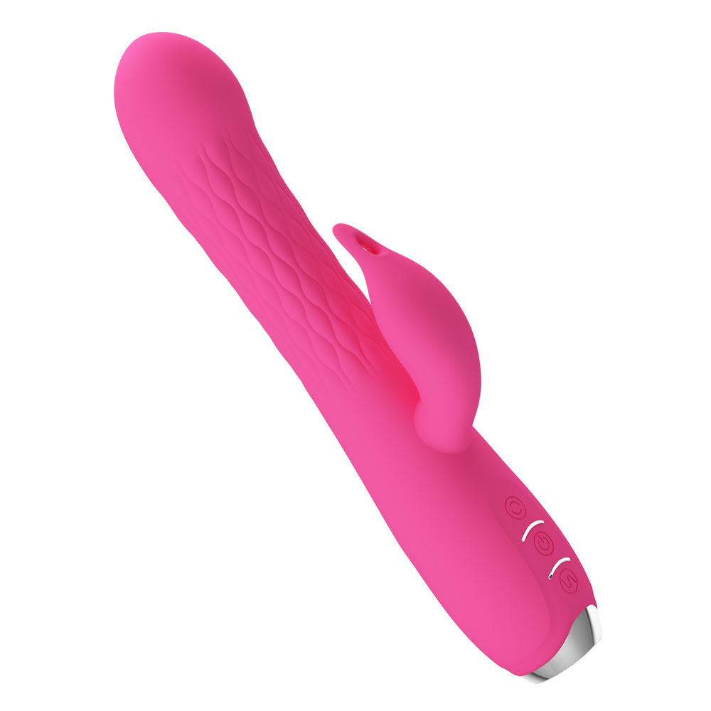Party Up Eric Rotating Beads Vibrator Pink Pink 20.5 Cm Usb Rechargeable Rabbit Vibrator With Rotating Bead Shaft