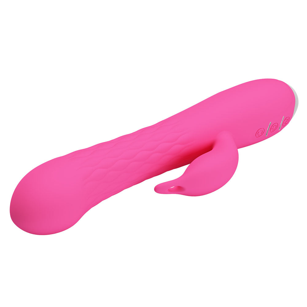 Party Up Eric Rotating Beads Vibrator Pink Pink 20.5 Cm Usb Rechargeable Rabbit Vibrator With Rotating Bead Shaft