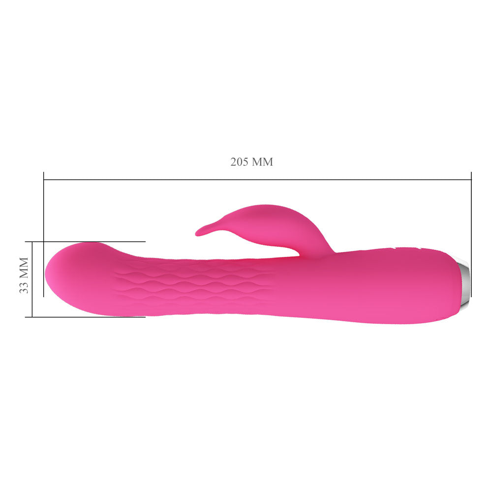 Party Up Eric Rotating Beads Vibrator Pink Pink 20.5 Cm Usb Rechargeable Rabbit Vibrator With Rotating Bead Shaft