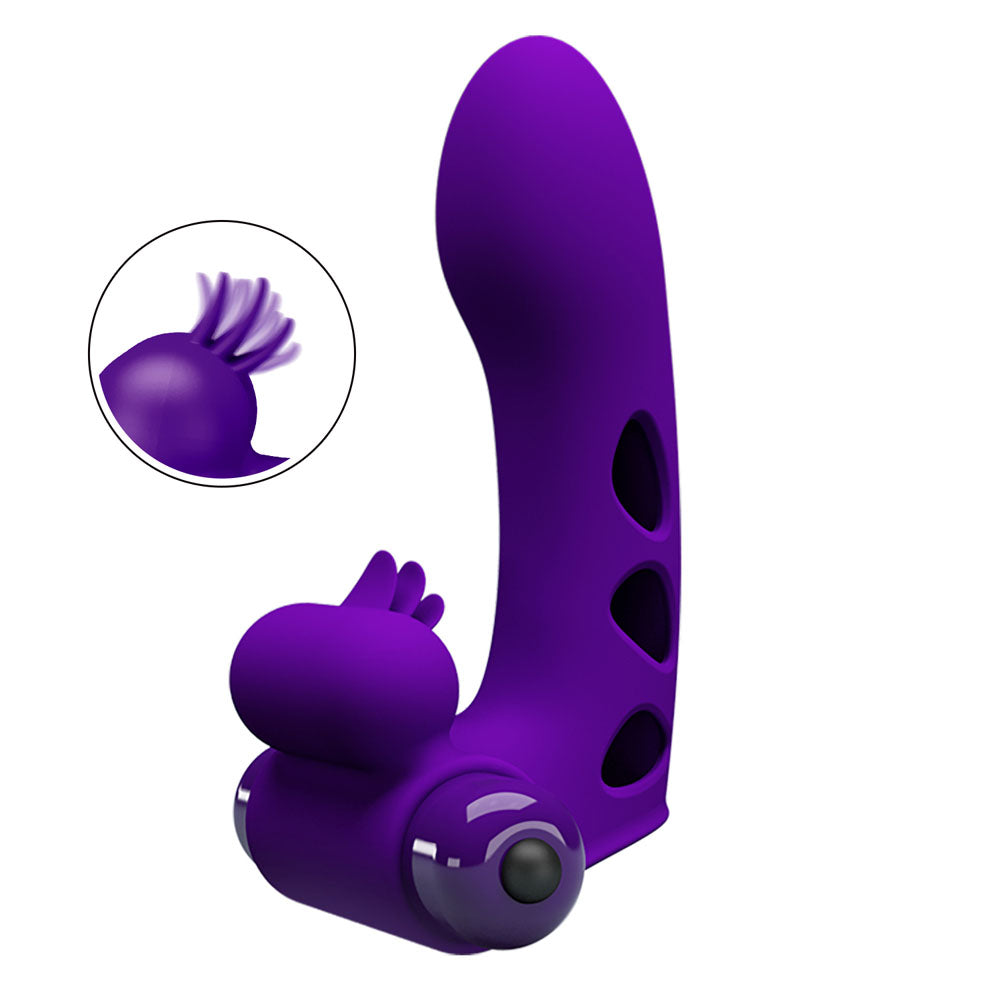 Party Up Mike Finger Vibe Purple Purple Vibrating Finger Vibrator