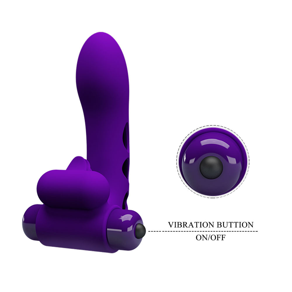 Party Up Mike Finger Vibe Purple Purple Vibrating Finger Vibrator