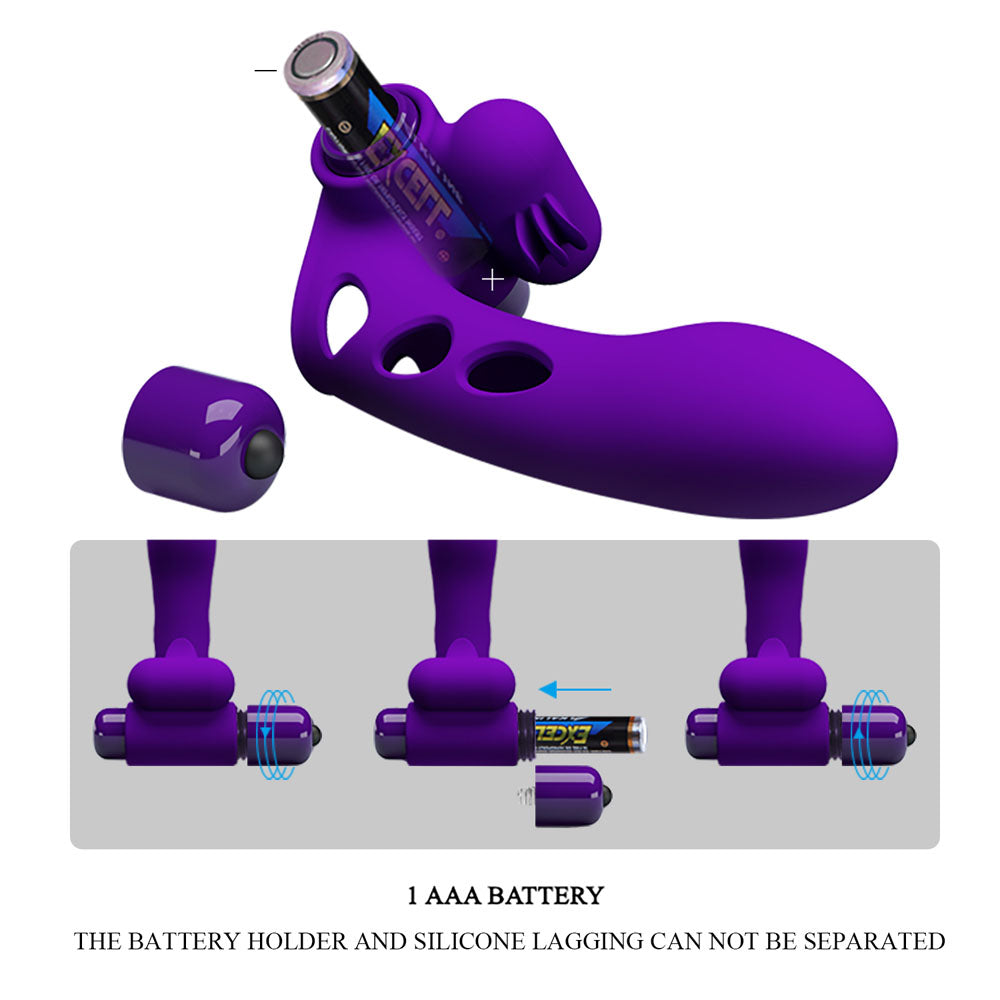 Party Up Mike Finger Vibe Purple Purple Vibrating Finger Vibrator