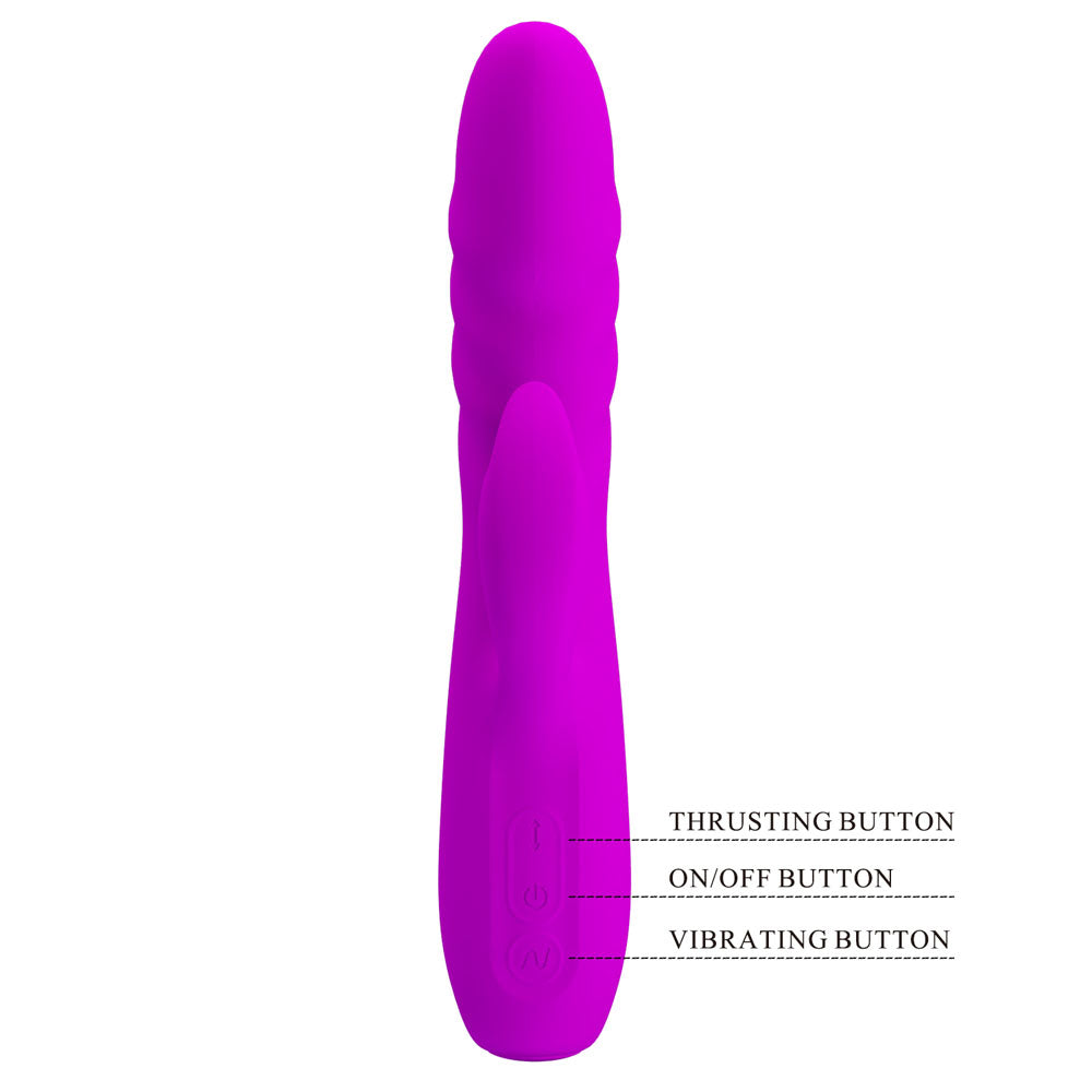 Party Up Bob Thrusting Vibe Purple Purple 25 Cm Usb Rechargeable Thrusting Rabbit Vibrator