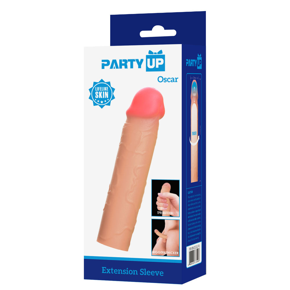 Party Up Oscar 1 Inch Extender Sleeve Flesh 1 Inch Penis Extender Sleeve