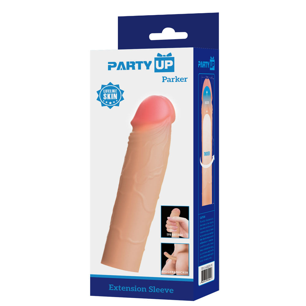 Party Up Parker 2 Inch Extender Sleeve Flesh 2 Inch Penis Extender Sleeve
