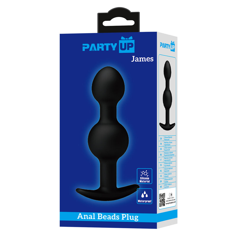 Party Up James Anal Bead Plug Black 10.4 Cm Beaded Butt Plug