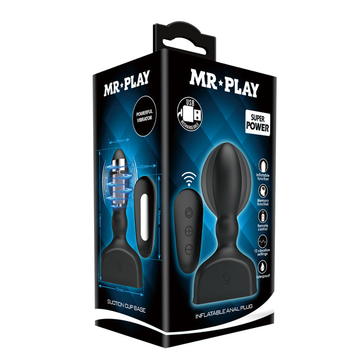 Mr Play Inflatable Anal Plug Black Usb Rechargeable Inflatable Anal Plug With Wireless Remote