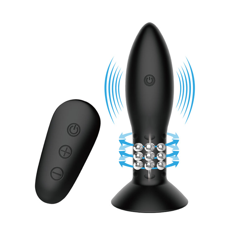 Mr Play Rotation Beads Anal Plug Black Usb Rechargeable Beaded Butt Plug With Wireless Remote