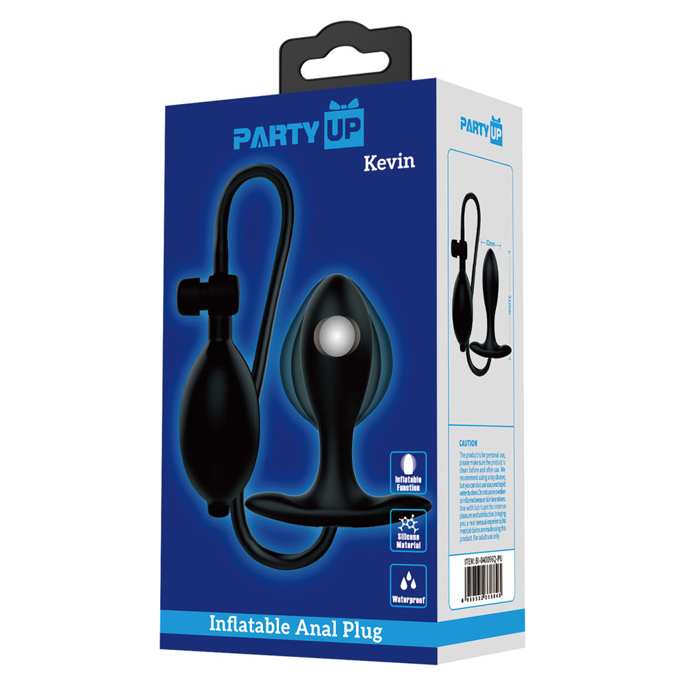 Party Up Kevin Inflatable Butt Plug Black 9.1 Cm Inflatable Butt Plug
